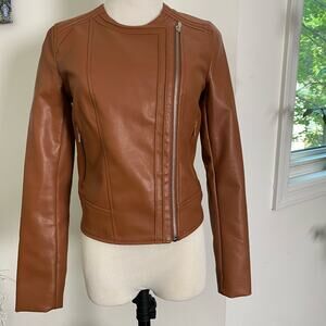 Womans  Faux Leather Moto Jacket